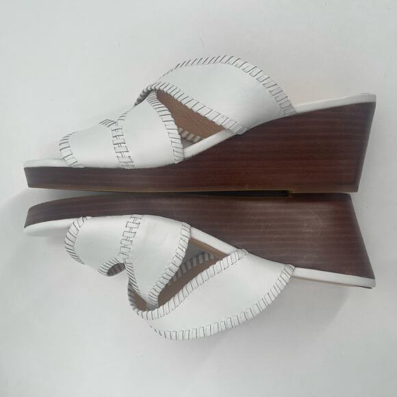 NEW JACK ROGERS Sandals Size 10 Jackie Mid Wedge White Leather Prep Summer NWOT - Picture 7 of 15